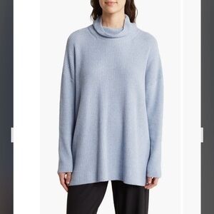 Eileen Fisher Organic Cotton Turtleneck Tunic Sweater in Delphine